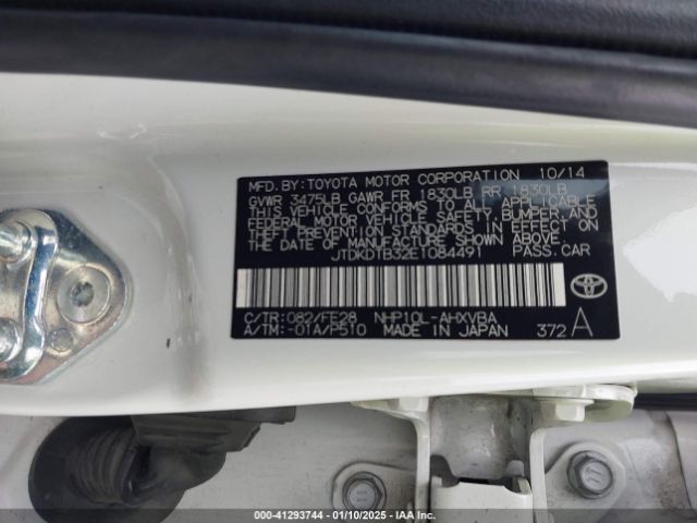 JTDKDTB32E1084491 Toyota Prius C One