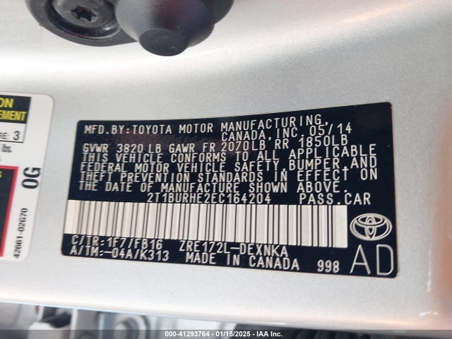 Toyota COROLLA LE 2014 2T1BURHE2EC164204 Image 9