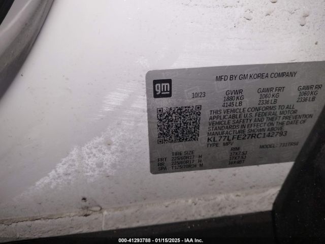 KL77LFE27RC142793 Chevrolet Trax Fwd Sp