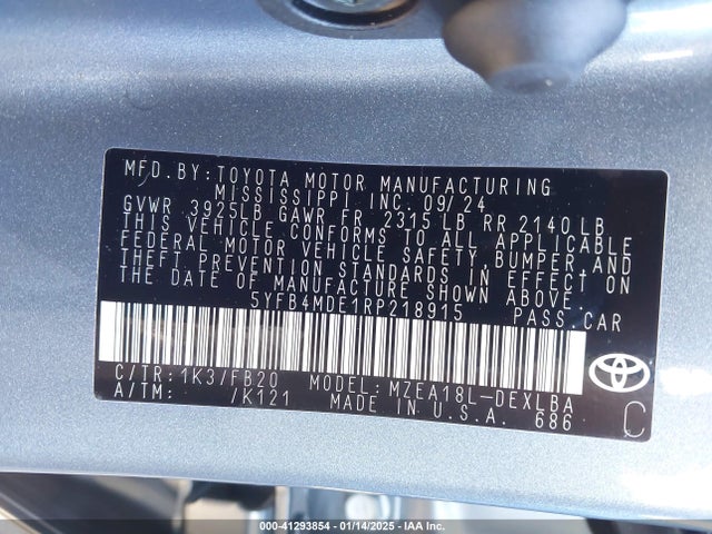 Toyota COROLLA LE 2024 5YFB4MDE1RP218915 Image 9