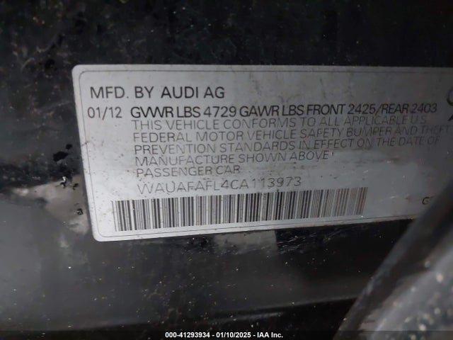 2012 AUDI A4 WAUAFAFL4CA113973 Photo 8