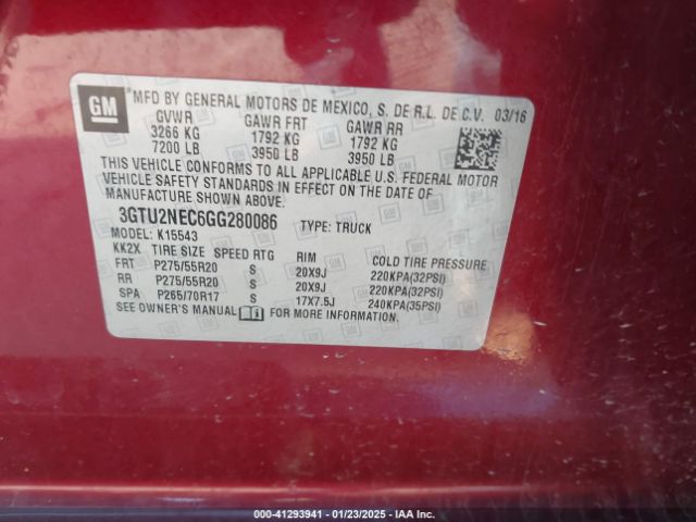3GTU2NEC6GG280086 GMC Sierra 1500 Slt