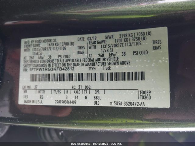 2019 FORD F-150 1FTFW1RG3KFB42812 Photo 8