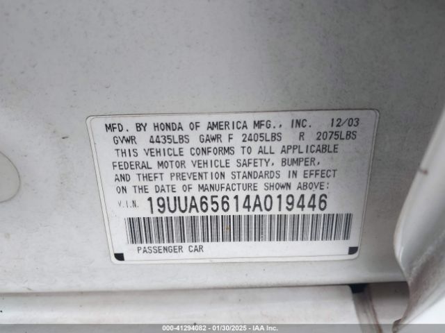 2004 ACURA TL 19UUA65614A019446 Photo 8