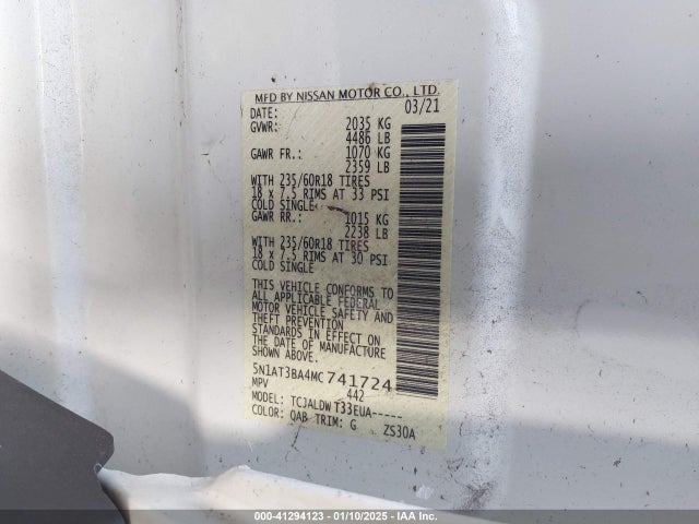 Nissan Rogue Sv Fwd 2021 5N1AT3BA4MC741724 Image 9