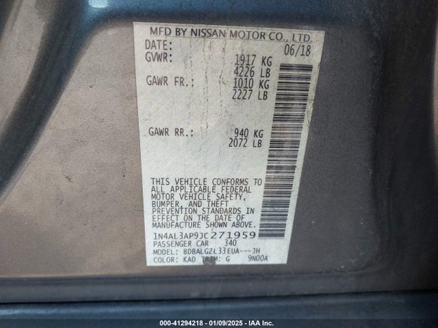 1N4AL3AP9JC271959 Nissan Altima 2.5 S