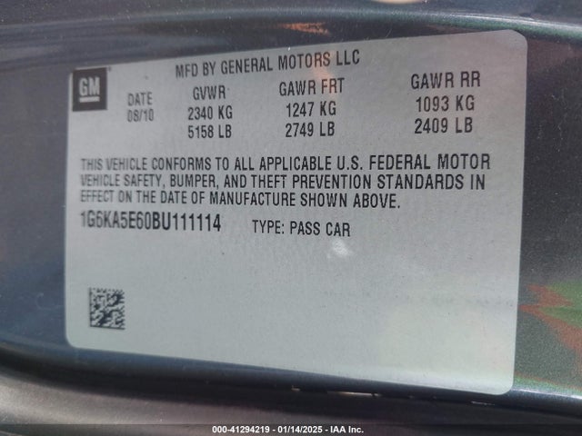 2011 CADILLAC DTS 1G6KA5E60BU111114 Photo 8