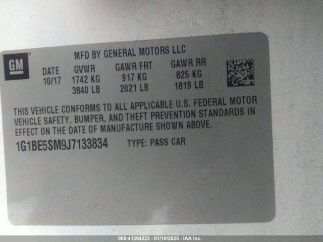 1G1BE5SM9J7133834 Chevrolet Cruze Lt Auto