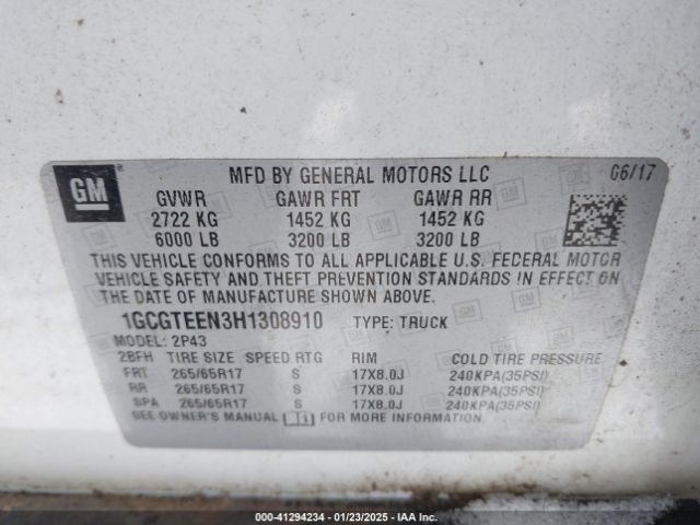 1GCGTEEN3H1308910 Chevrolet Colorado Zr2