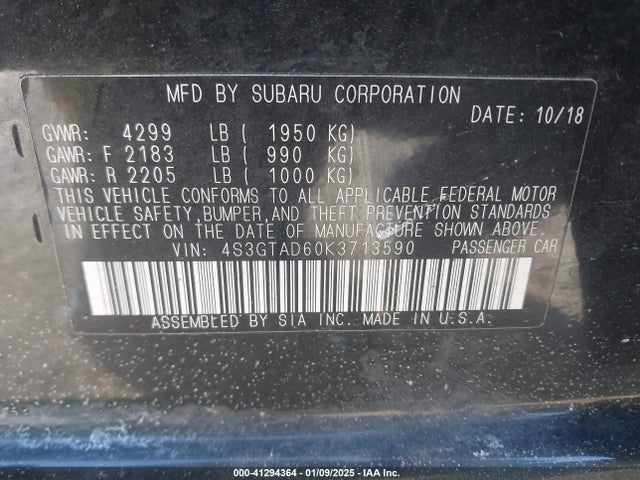 4S3GTAD60K3713590 Subaru Impreza 2.0i Premium