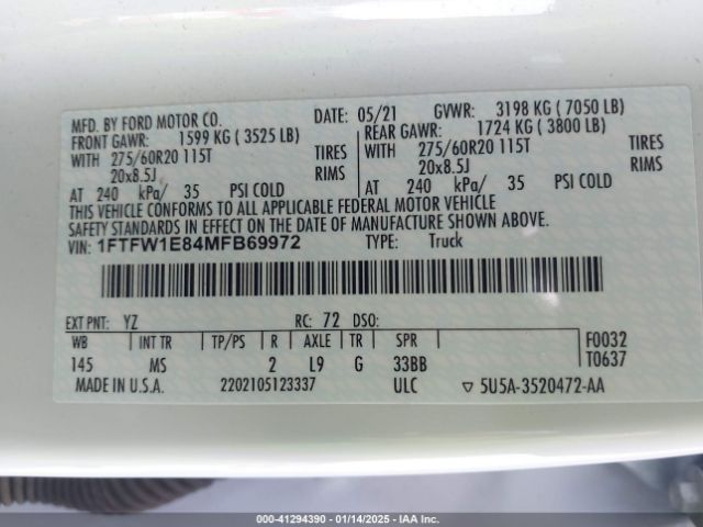 1FTFW1E84MFB69972 Ford gtdi