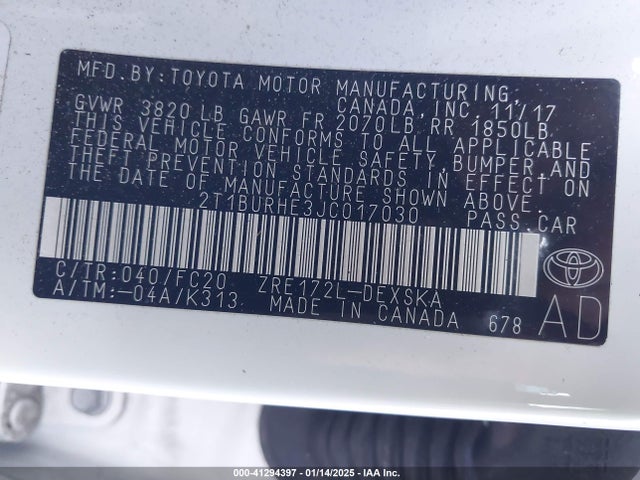 Toyota COROLLA SE 2018 2T1BURHE3JC017030 Image 9