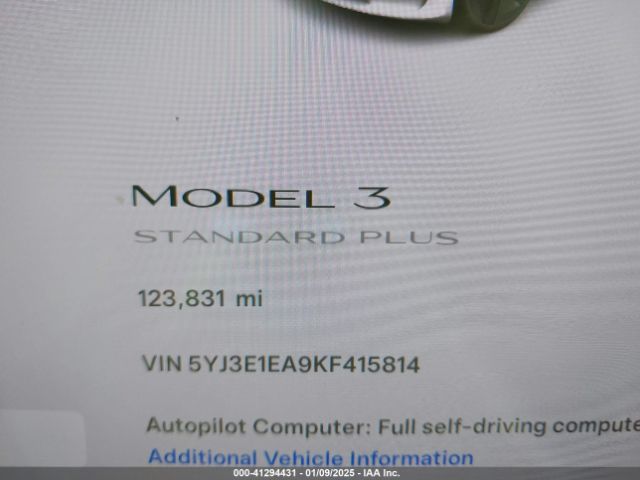 5YJ3E1EA9KF415814 Tesla Model 3 Long Range/mid Range/standard Range/standard Range Plus