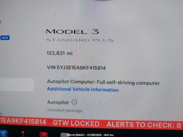 5YJ3E1EA9KF415814 Tesla Model 3 Long Range/mid Range/standard Range/standard Range Plus