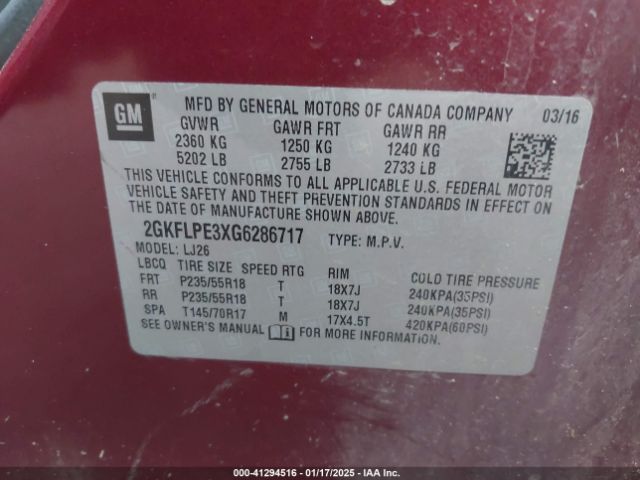 2GKFLPE3XG6286717 GMC Terrain Slt