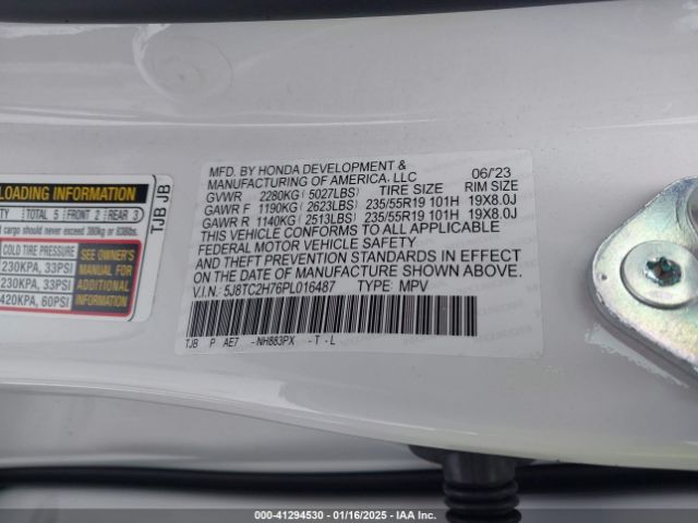 5J8TC2H76PL016487 Acura Rdx Advance Package