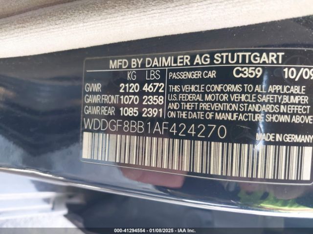 2010 MERCEDES-BENZ C-CLASS WDDGF8BB1AF424270 Photo 8