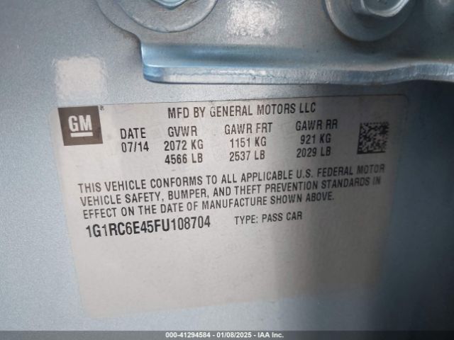 1G1RC6E45FU108704 Chevrolet Volt