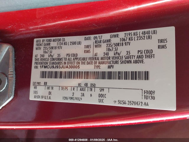 1FMCU9J93JUA30005 Ford Escape Titanium