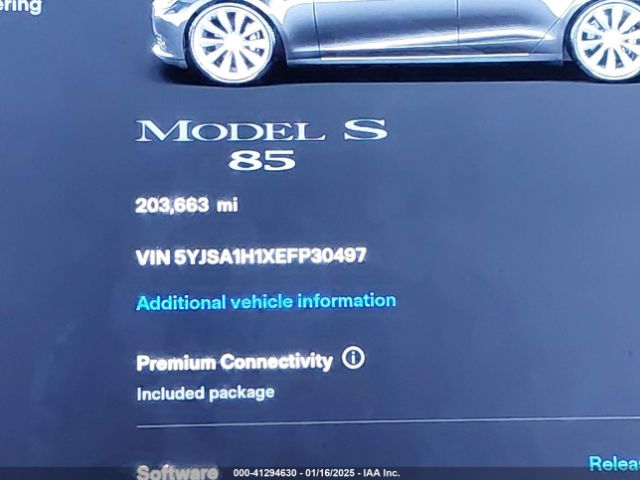 5YJSA1H1XEFP30497 Tesla Model S P85