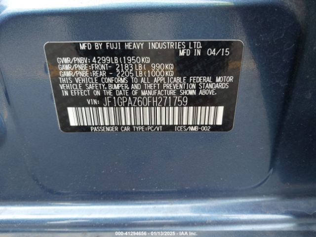 JF1GPAZ60FH271759 Subaru Impreza 2.0i Sport Limited