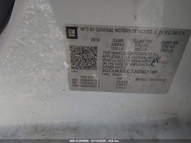 Chevrolet Silverado 1500 2lt 2018 3GCUKREC7JG502780 Image 9