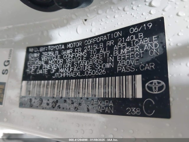 Toyota COROLLA LE 2020 JTDHPRAEXLJ050626 Image 9