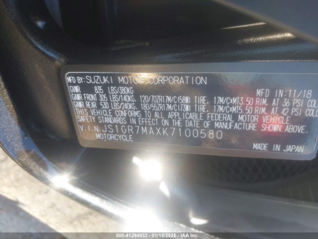 2019 SUZUKI GSX-R750 JS1GR7MAXK7100580 Photo 9