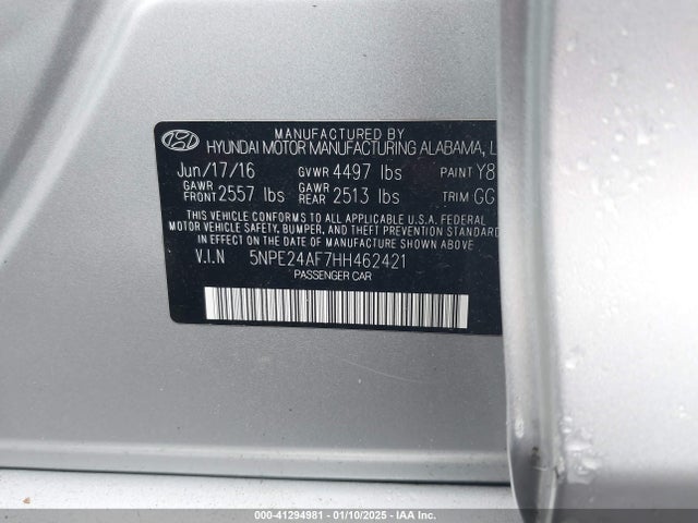 5NPE24AF7HH462421 Hyundai Sonata