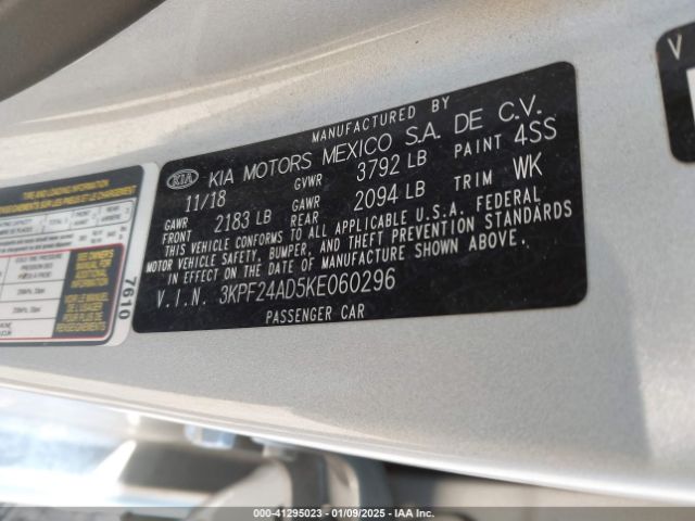 3KPF24AD5KE060296 KIA Forte Lxs