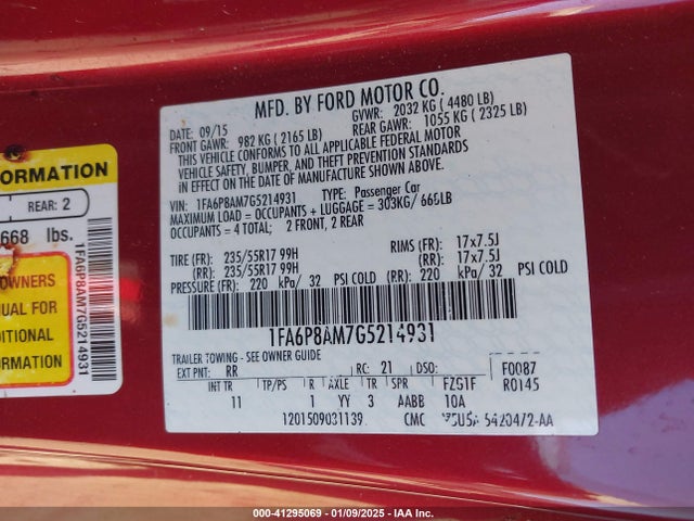 Ford Mustang V6 2016 1FA6P8AM7G5214931 Image 9