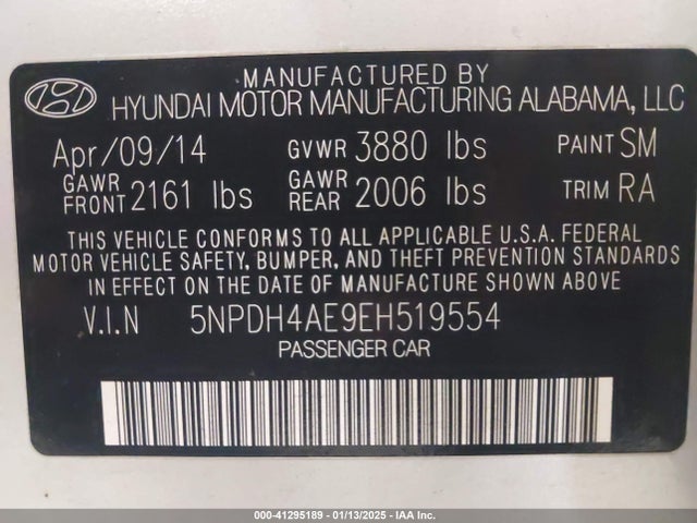 Hyundai ELANTRA SE 2014 5NPDH4AE9EH519554 Image 9