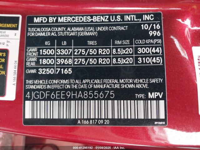 4JGDF6EE9HA855675 Mercedes-Benz Gls 450 4matic