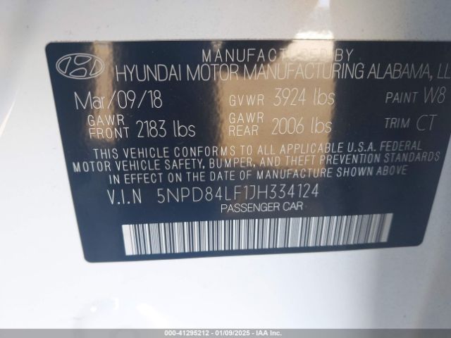 5NPD84LF1JH334124 Hyundai Elantra Value Edition