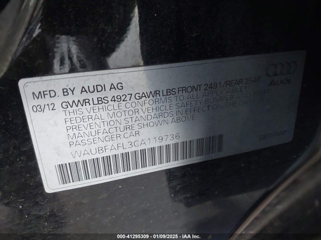 2012 AUDI A4 WAUBFAFL3CA119736 Photo 8