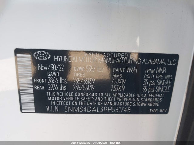 5NMS4DAL3PH531748 Hyundai Santa Fe Limited