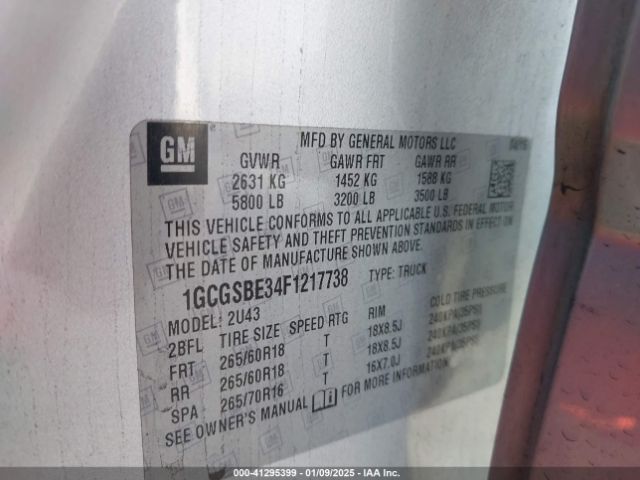 1GCGSBE34F1217738 Chevrolet Colorado Lt