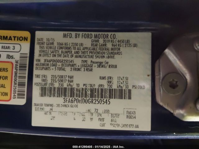 3FA6P0HD0GR250545 Ford FUSION SE