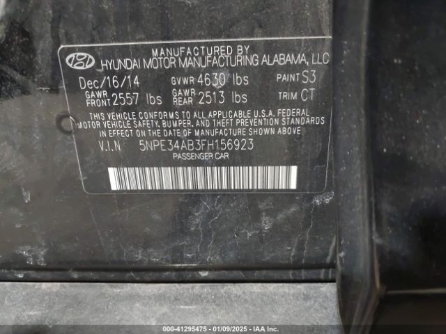 5NPE34AB3FH156923 Hyundai Sonata Sport 2.0t