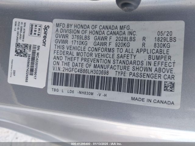 2HGFC4B86LH303698 Honda Civic Sport
