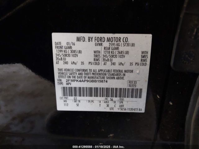 2FMPK4AP9GBB15874 Ford EDGE SPORT