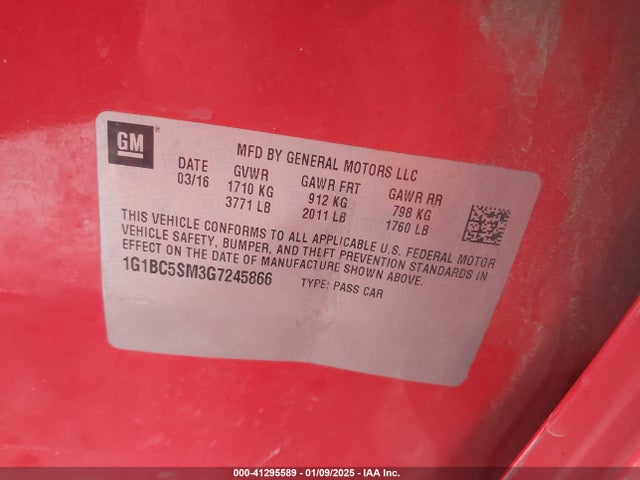 1G1BC5SM3G7245866 Chevrolet Cruze Ls Auto