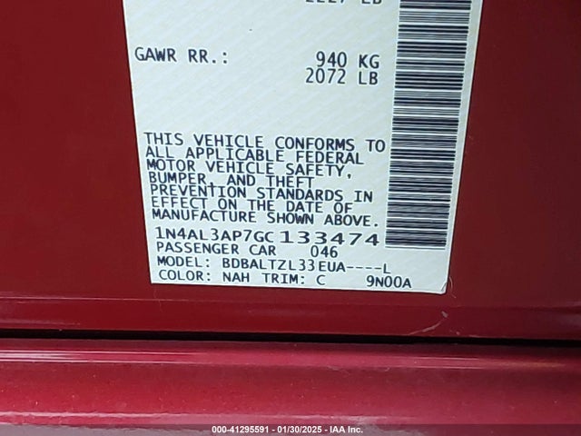 Nissan Altima 2.5 Sl 2016 1N4AL3AP7GC133474 Image 9