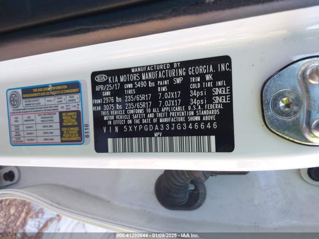 KIA Sorento 2.4l Lx 2018 5XYPGDA33JG346646 Image 9