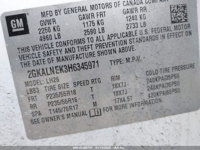 2GKALNEK3H6345971 GMC Terrain Sle-2