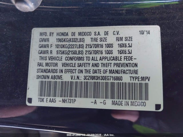 Honda CR-V LX 2014 3CZRM3H30EG716860 Image 9