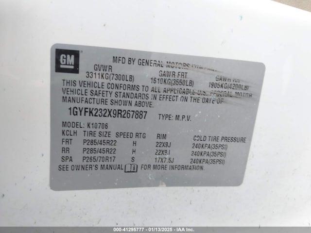 2009 CADILLAC ESCALADE 1GYFK232X9R267887 Photo 8