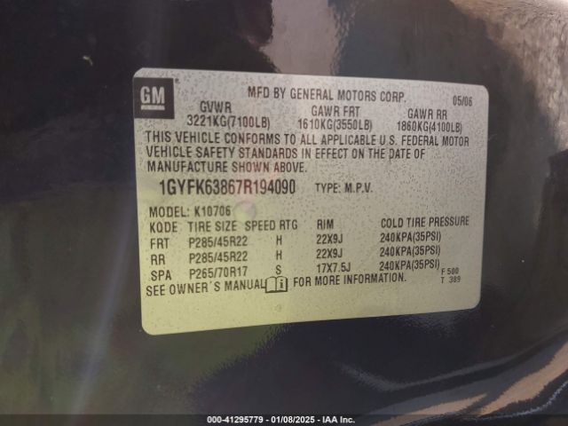 2007 CADILLAC ESCALADE 1GYFK63867R194090 Photo 8