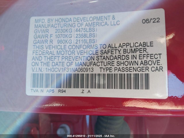 1HGCV1F31NA060913 Honda Accord Sport