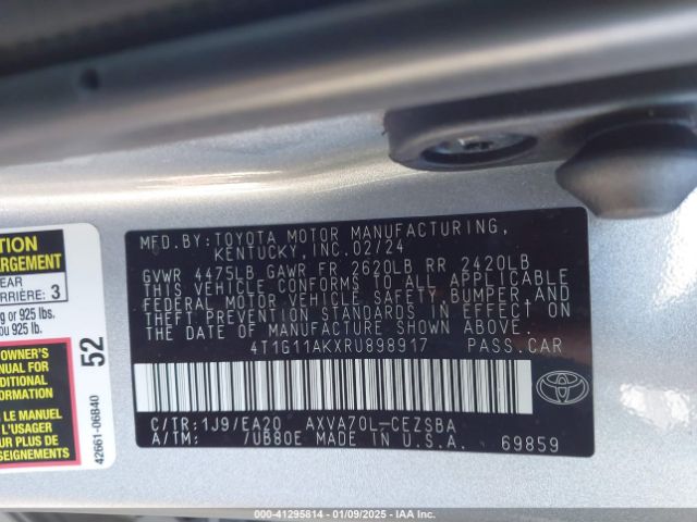 4T1G11AKXRU898917 Toyota CAMRY SE